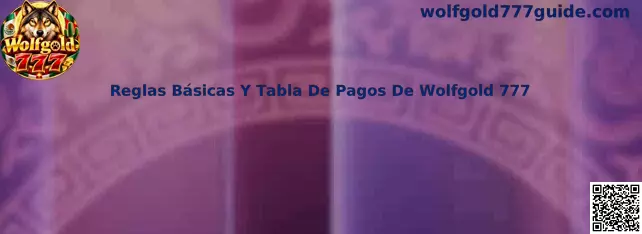 Guía visual de reglas básicas y tabla de pagos de Wolfgold 777